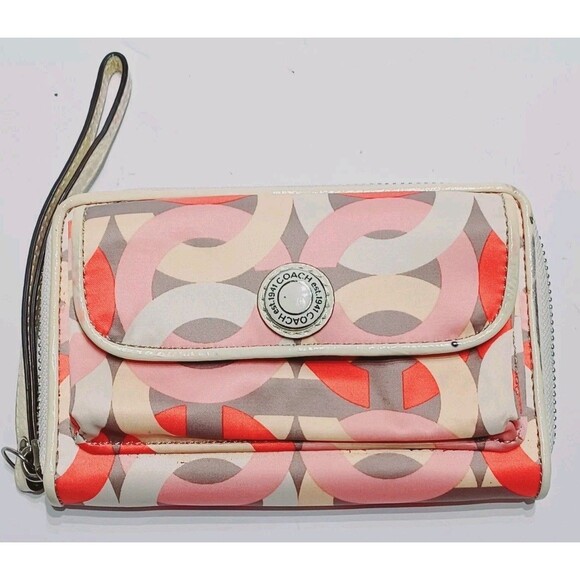 Coach Women's Poppy ikat Multicolor Zip Around Wallet Wristlet - Picture 1 of 12